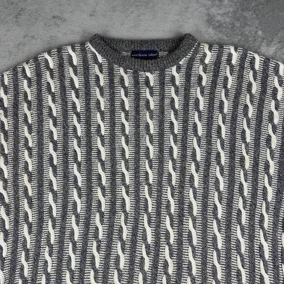 Vintage Northern Isles Mens Coogi Style Sweater 3D Knit Textured Pullover USA XL - Picture 2 of 7